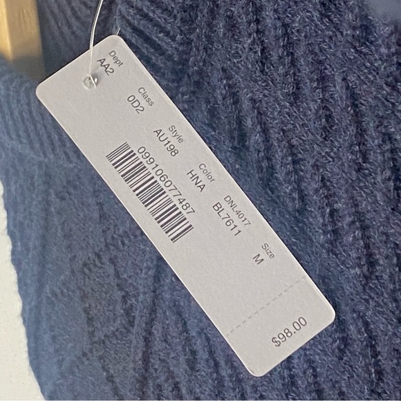 J Crew Men’s Guernsy Stitch Navy Blue Heavy Cotton Crewneck Sweater Size XS NWT - Picture 8 of 10